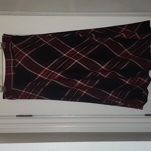 East 5th Burgundy and Black Plaid A-Line Skirt